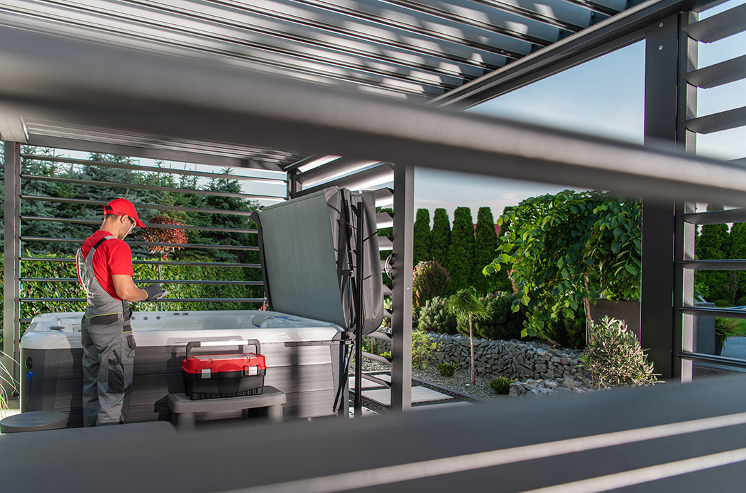 electrician installing hot tub