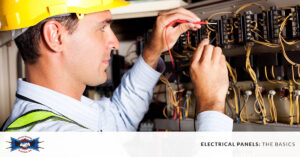 electrician testing electrical panel